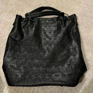 Coolest skeleton black faux leather hand bag